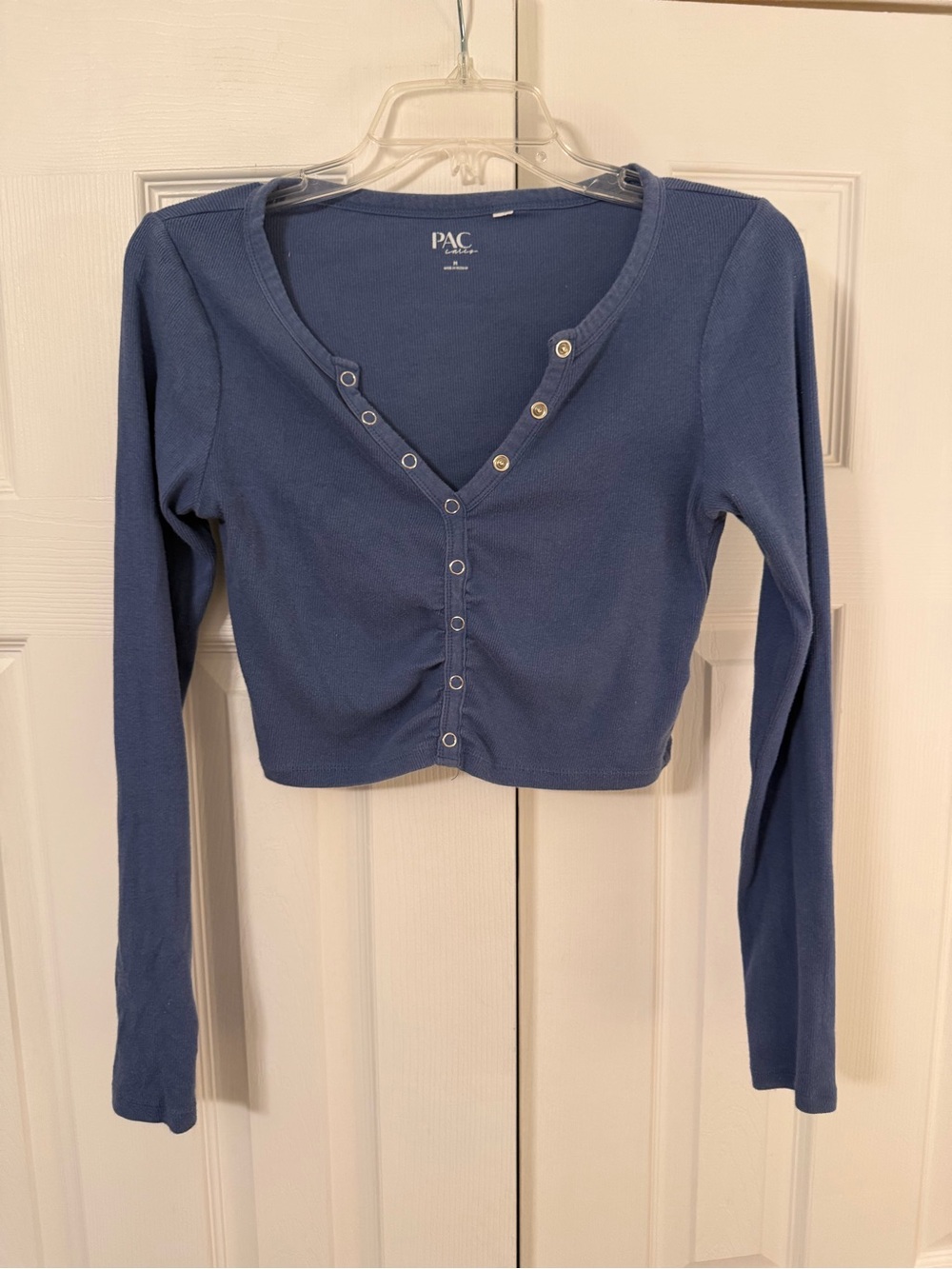 Long-Sleeve Snap Front Crop Top